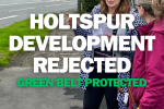 Holtspur Development Rejected Graphic with Joy and resident on site.